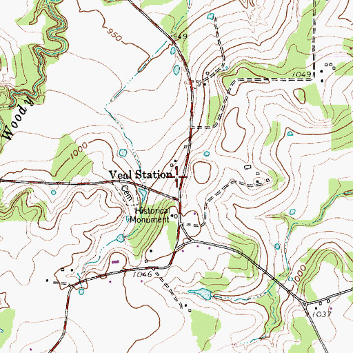 Topographic Map of Veal Station, TX