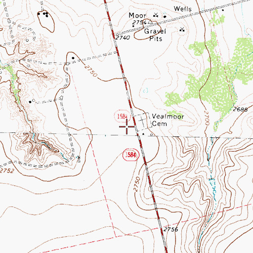 Topographic Map of Vealmoor Cemetery, TX