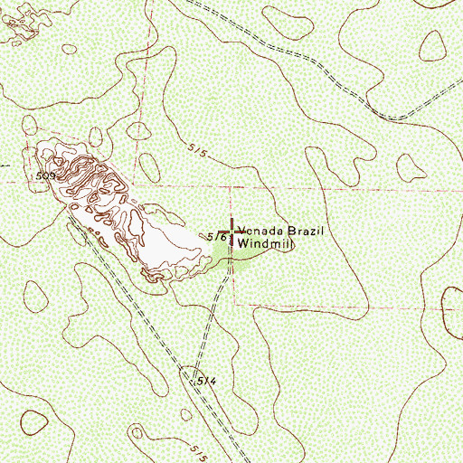 Topographic Map of Venada Brazil Windmill, TX