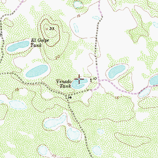 Topographic Map of Venado Tank, TX
