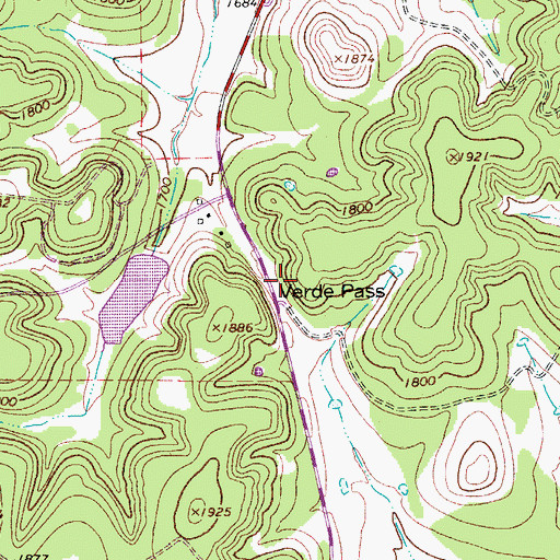 Topographic Map of Verde Pass, TX