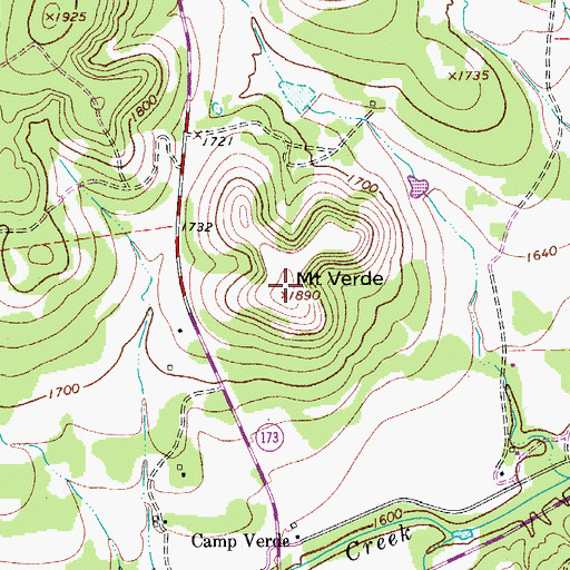 Topographic Map of Mount Verde, TX