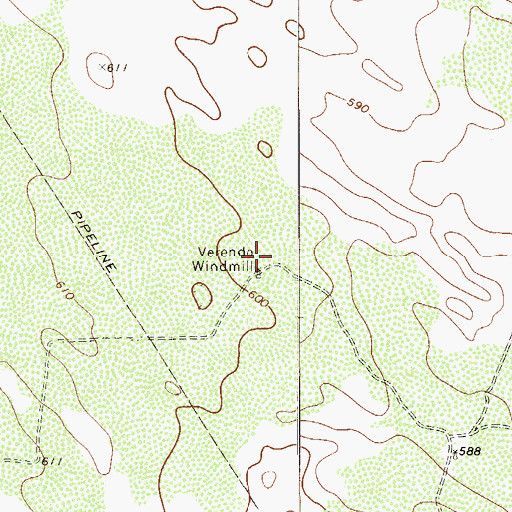 Topographic Map of Verendo Windmill, TX