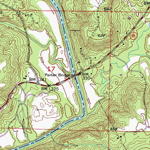 Topographic Map of Lindseys Ferry (historical), AL