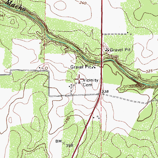 Topographic Map of Vicinity Cemetery, TX