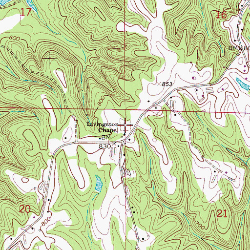 Topographic Map of Livingston Chapel Cemetery, AL