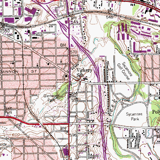 Topographic Map of Vickery School, TX
