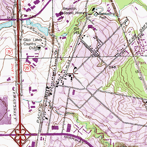 Topographic Map of Vickery School, TX