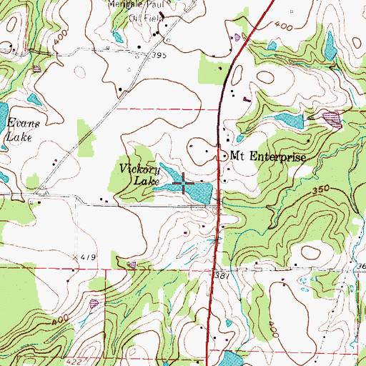 Topographic Map of Vickory Lake, TX