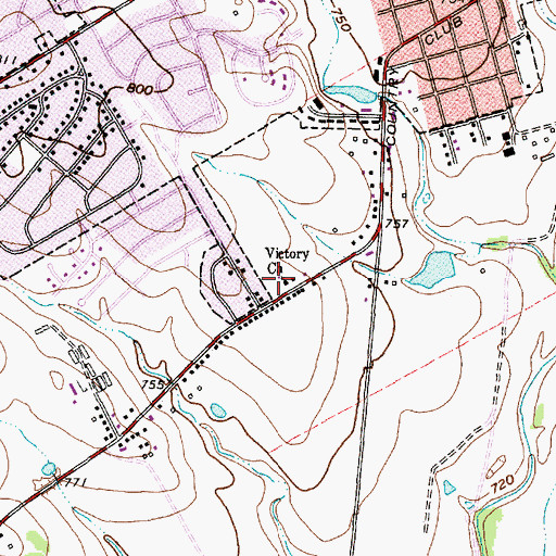 Topographic Map of Victory Church, TX