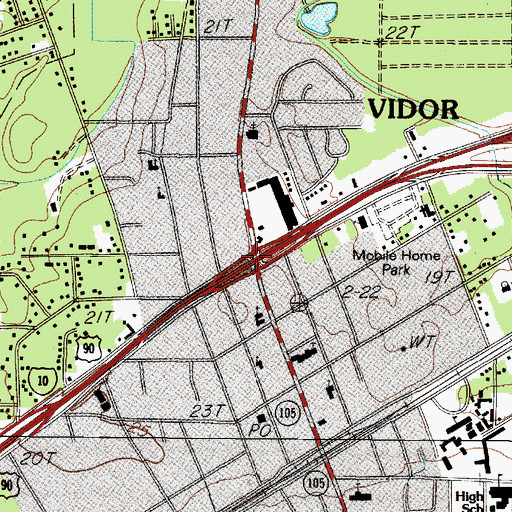 Topographic Map of Vidor, TX