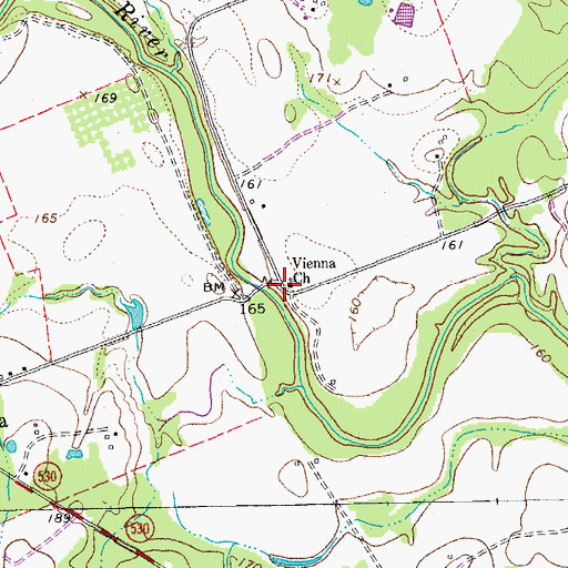 Topographic Map of Vienna Church, TX