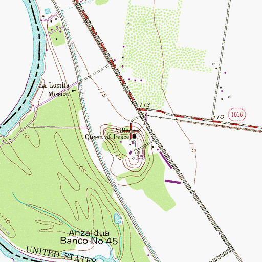 Topographic Map of Villa Queen of Peace, TX