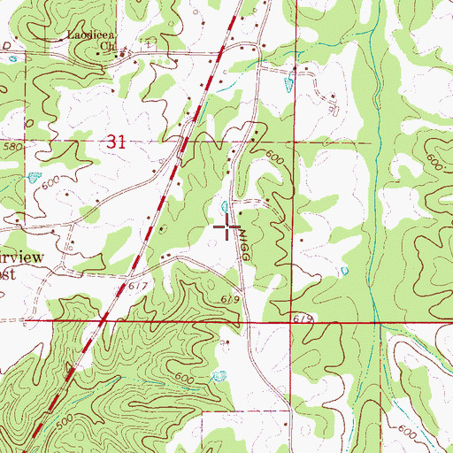 Topographic Map of Livingston Church, AL