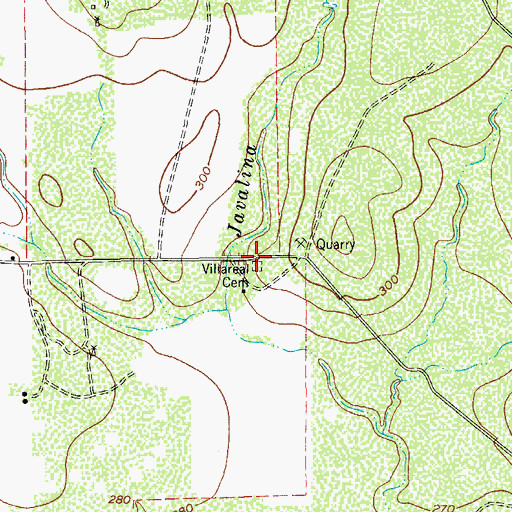 Topographic Map of Villareal Cemetery, TX