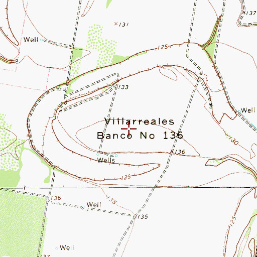 Topographic Map of Villarreales Banco Number 136, TX