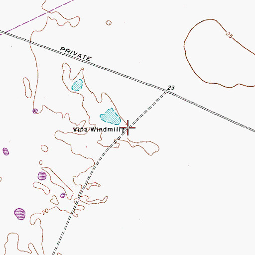 Topographic Map of Vina Windmill, TX
