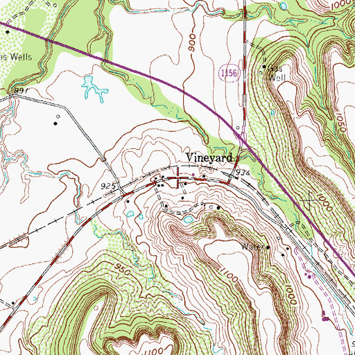 Topographic Map of Vineyard, TX