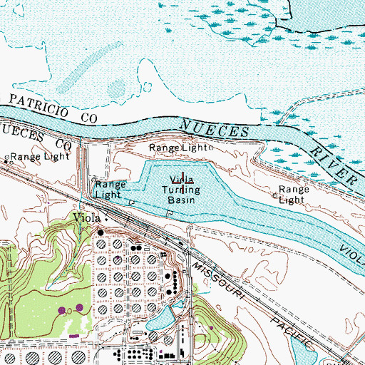 Topographic Map of Viola Turning Basin, TX