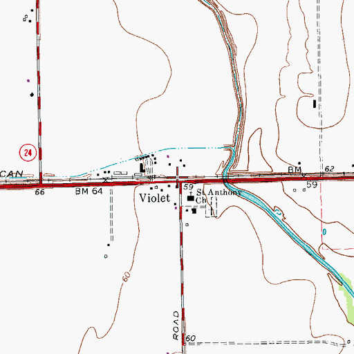 Topographic Map of Violet, TX