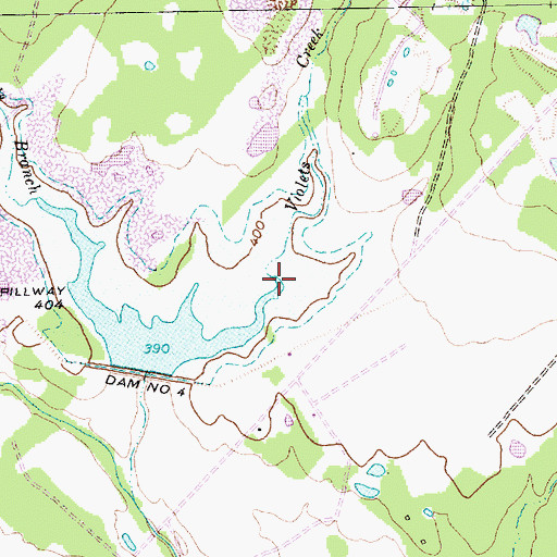 Topographic Map of Violets Creek, TX
