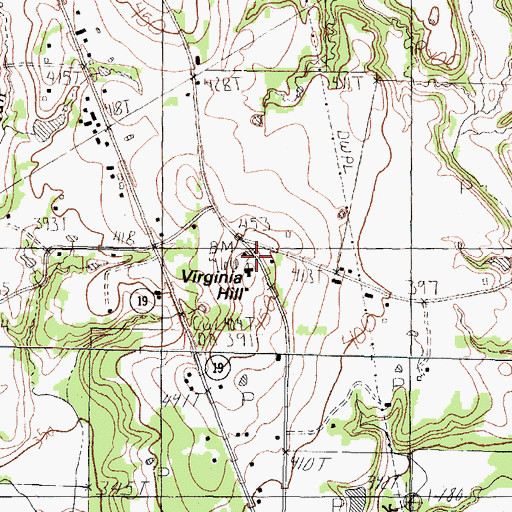 Topographic Map of Virginia Hill Church, TX