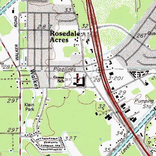 Topographic Map of Voth-Rosedale School, TX