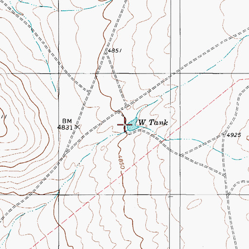 Topographic Map of W Tank, TX