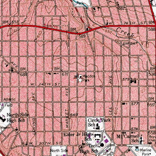 Topographic Map of WT Maddox Park, TX