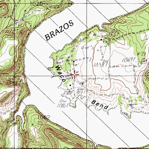 Topographic Map of Waco Bend, TX