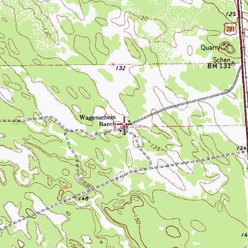 Topographic Map of Wagenschein Ranch, TX