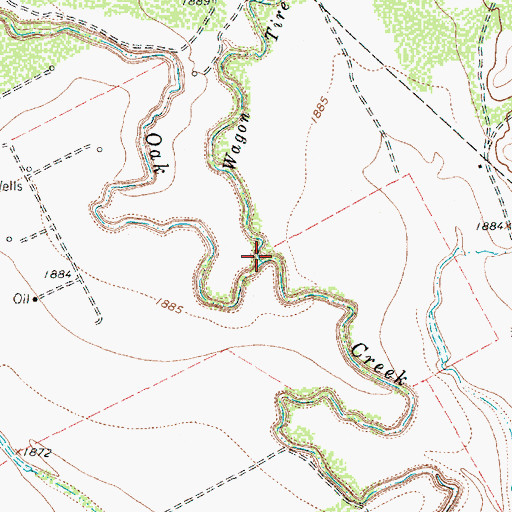 Topographic Map of Wagon Tire Creek, TX