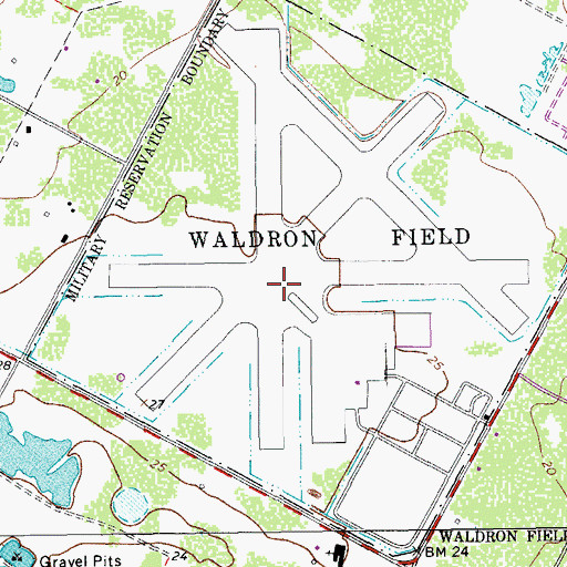 Topographic Map of Waldron Field, TX