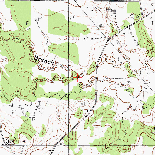 Topographic Map of Waldrop Branch, TX