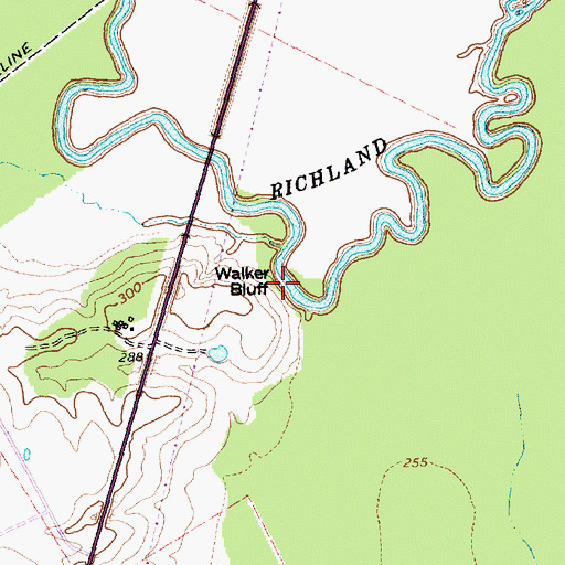 Topographic Map of Walker Bluff, TX