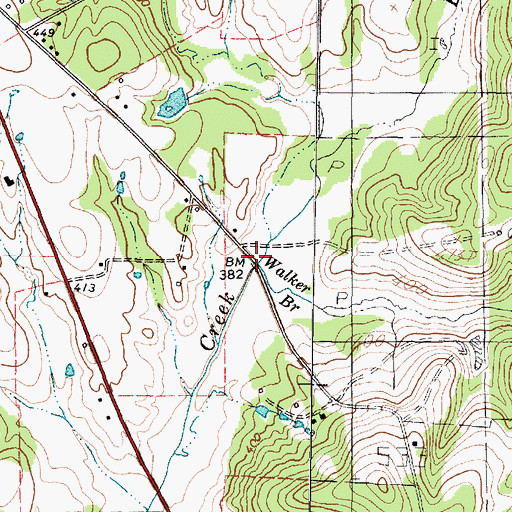 Topographic Map of Walker Branch, TX