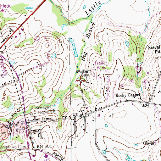 Topographic Map of Walker - Sandy Creek Cemetery, TX