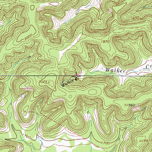 Topographic Map of Walker Creek, TX