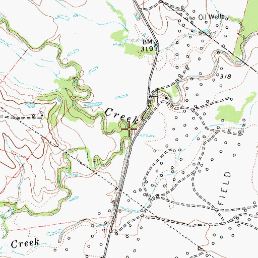 Topographic Map of Walker Creek, TX