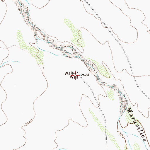 Topographic Map of Walker Well, TX