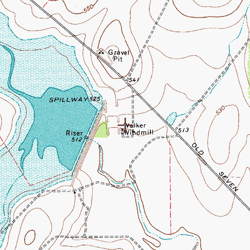 Topographic Map of Walker Windmill, TX