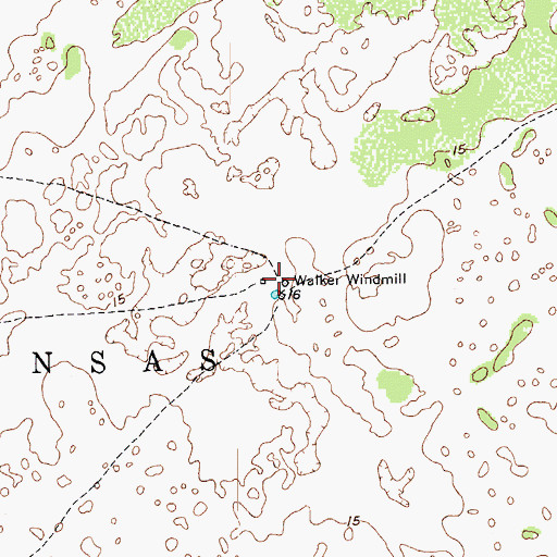 Topographic Map of Walker Windmill, TX