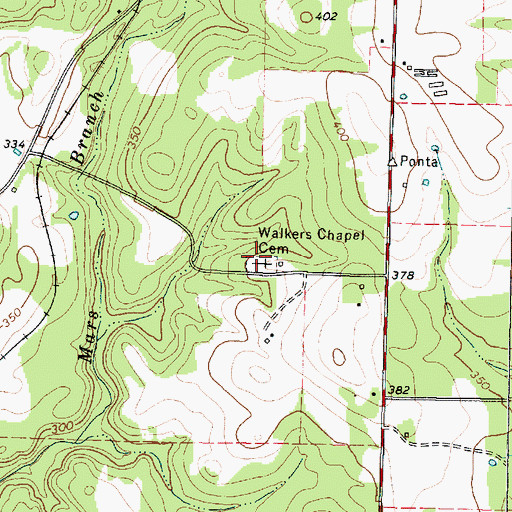 Topographic Map of Walkers Chapel Cemetery, TX