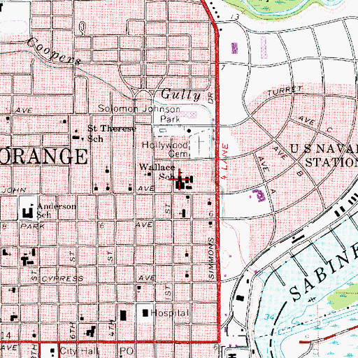 Topographic Map of Wallace School, TX
