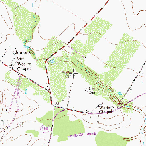 Topographic Map of Edwin Waller Cemetery, TX