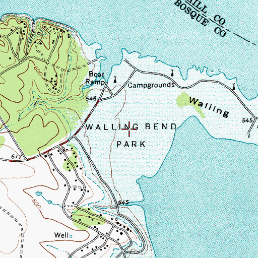 Topographic Map of Walling Bend Park, TX