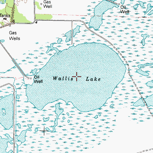 Topographic Map of Wallis Lake, TX
