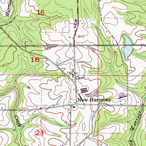 Topographic Map of New Harmony Missionary Baptist Church, AL