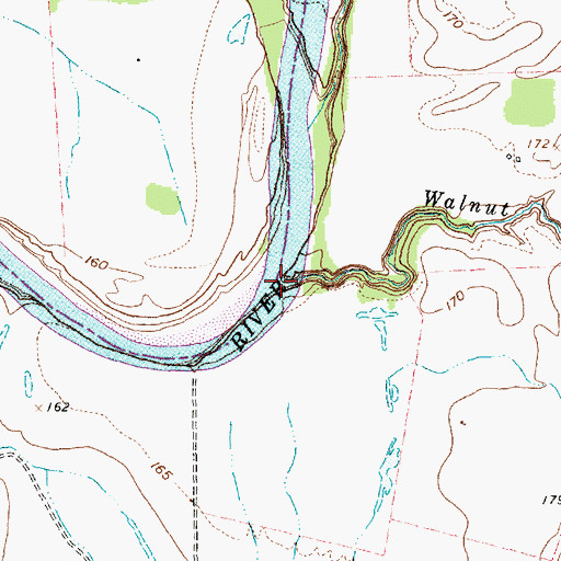 Topographic Map of Walnut Bayou, TX