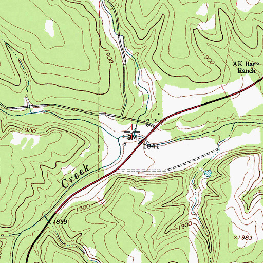 Topographic Map of Walnut Creek, TX